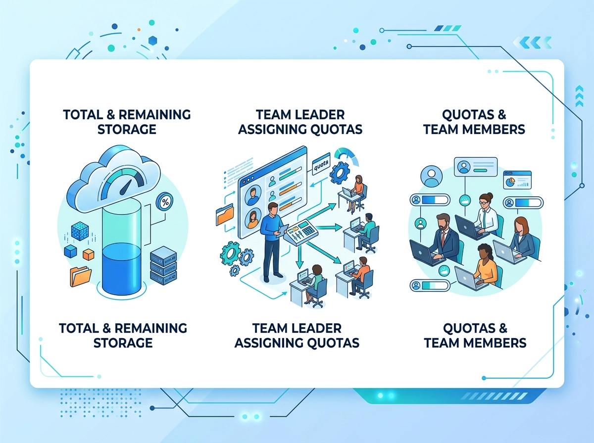 総容量・割当済み・残りの考え方を図解したイメージ