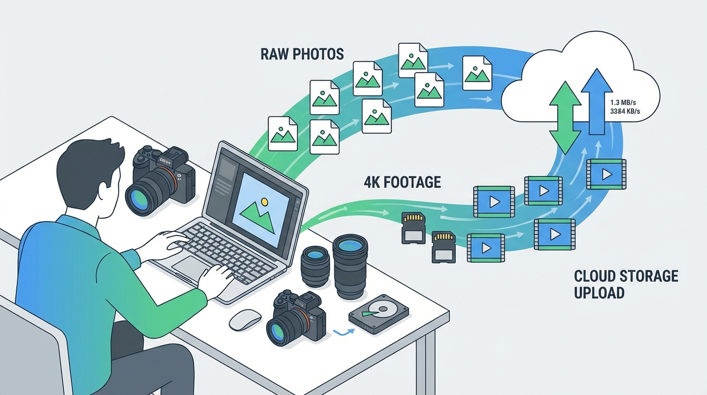 写真・動画ファイルのクラウドアップロードワークフロー