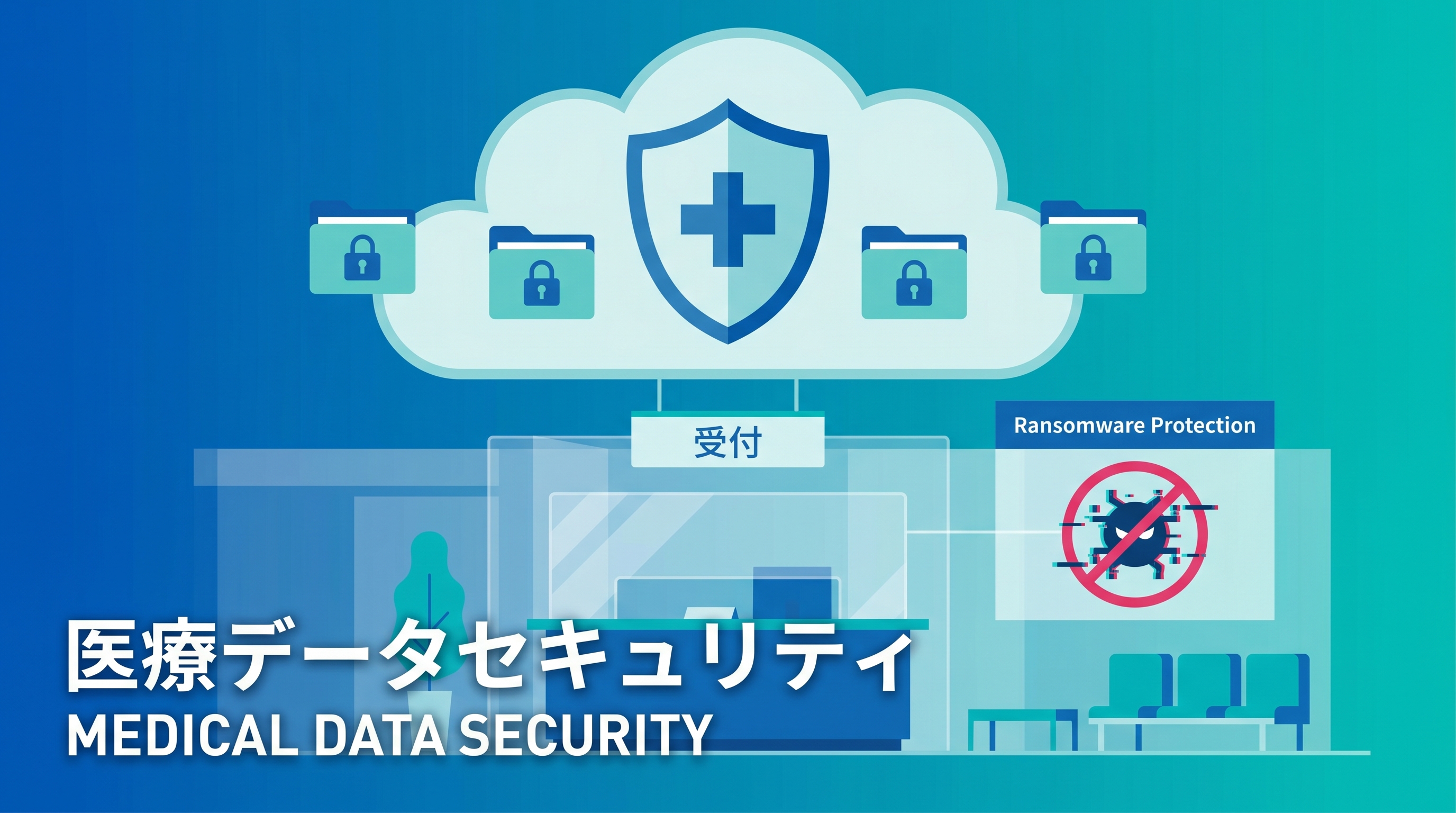 医療データセキュリティとクラウドストレージ保護のイメージ